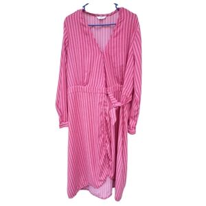 Time And Tru Pink Striped Wrap Dress